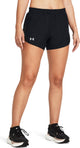 Under armour ua fly by 3'' shorts-blk pantalon de sport femme - noir - blanc - réfléchissant