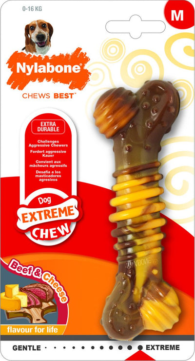 Nylabone extreme - texture os à mâcher - bœuf et fromage - taille m jusqu'à 16 kg