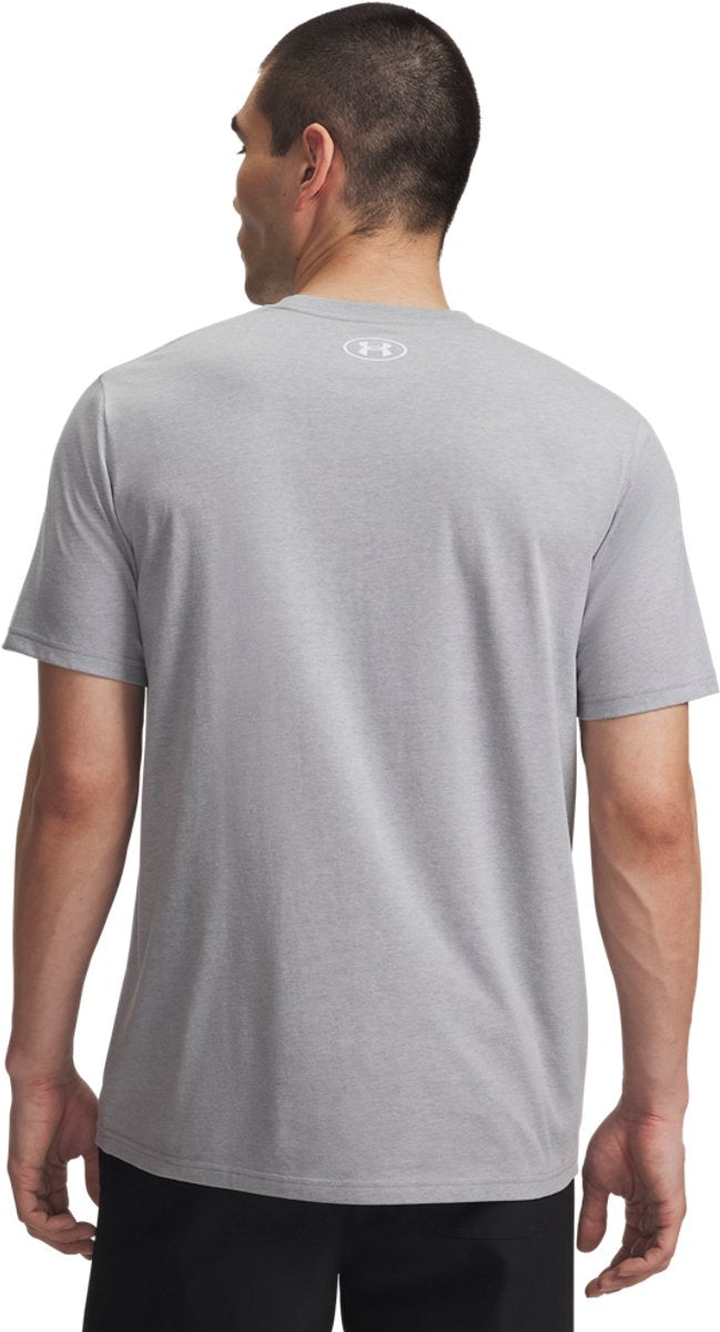 Under Armour UA Sportstyle Logo Update SS-Gry Chemise de sport pour hommes - Steel Light Heather - Blanc