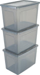 Boîte de rangement Iris clearbox - 70l - plastique - gris - lot de 3