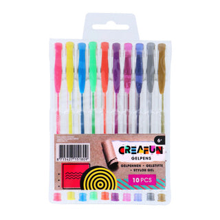 Creafun stylos gel néon paillettes métalliques 10 pièces | 6 pièces