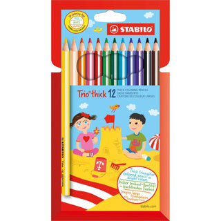 Crayon de couleur épaisse du trio stabililo - 12 couleurs
