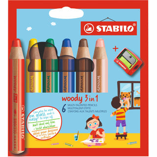 Crayons de couleur Stabilo Woody 3in1 - 6 couleurs