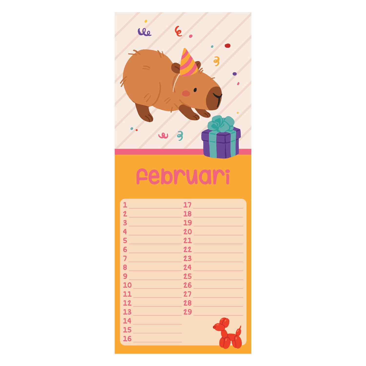 Calendrier d'anniversaire - capybara alle