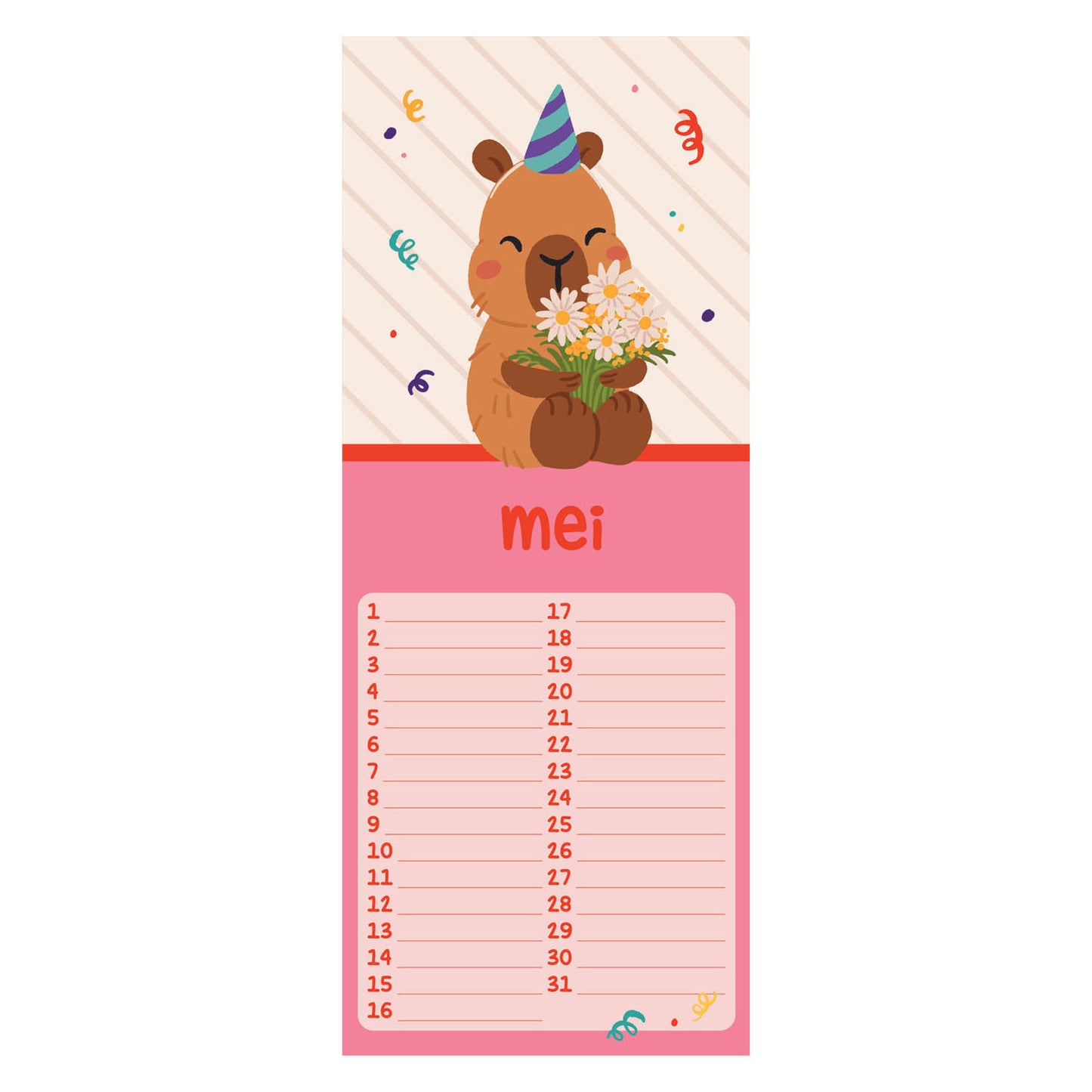 Calendrier d'anniversaire - capybara alle