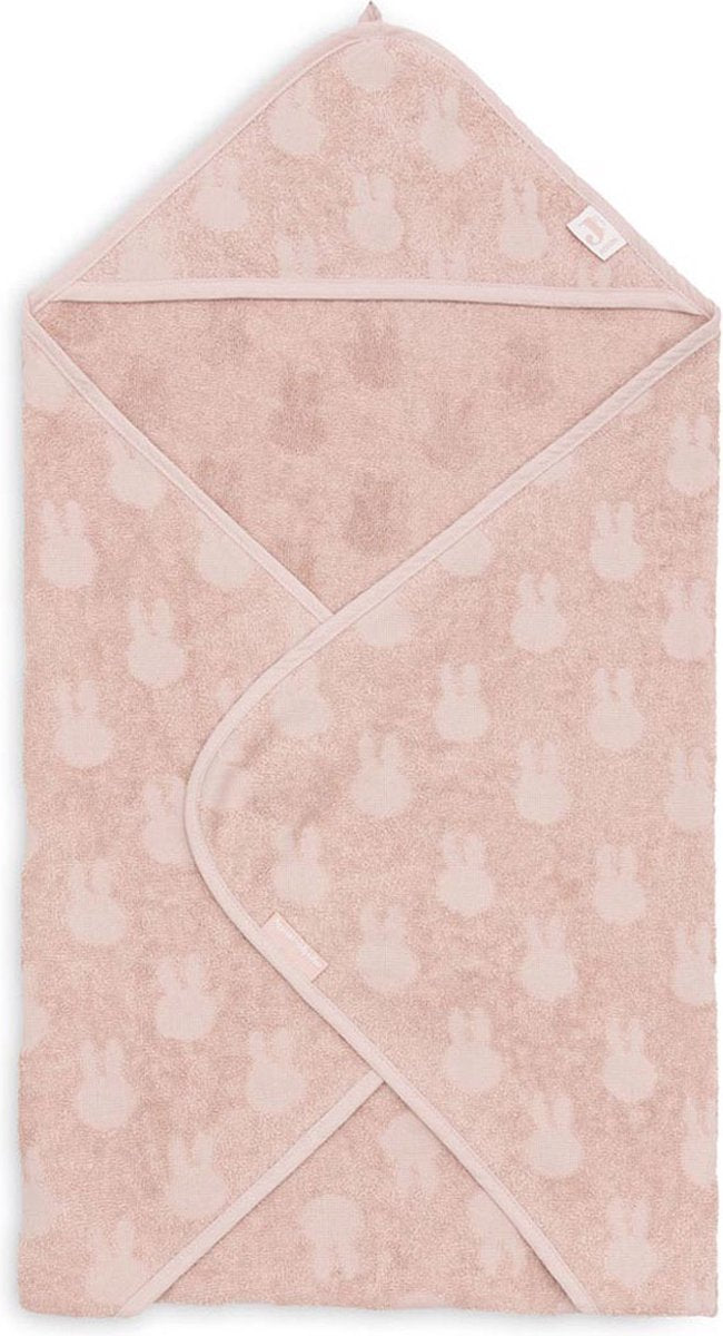Jollein x Miffy - cape de bain éponge 75x75cm - serviette bébé avec cape de bain, châle, poncho de bain miffy jacquard - rose sauvage