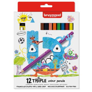 Bruynzeel Kids Triple colored crayons ensemble 12