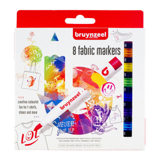 Bruynzeel - Marqueurs textiles Couleurs vives Junior 8 pièces