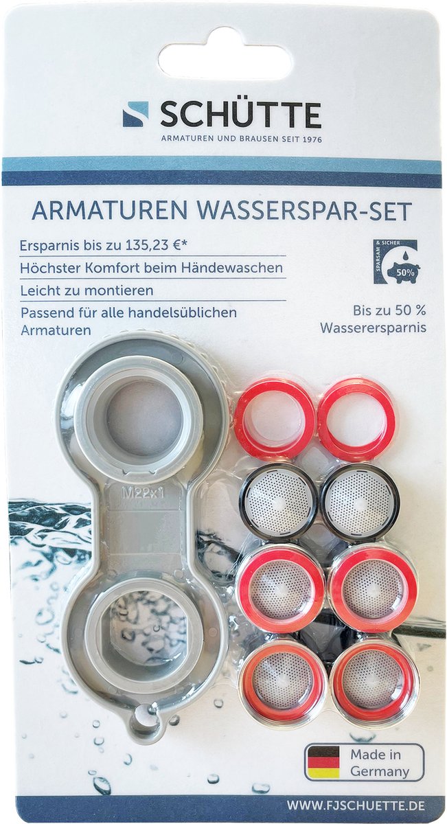 Set d'économie d'eau Schütte - 11 pièces - mousseurs + clé de montage fabriqué en Allemagne