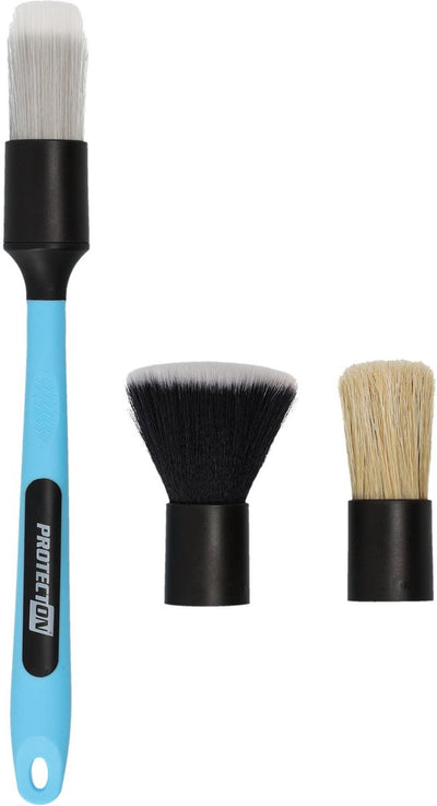 Set de brosses de détail Protecton - 3 brosses - pour intérieur et extérieur - nettoyage des pièces délicates - peut être utilisé humide et sec