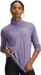 Under Armour tech 1 2 zip-twist-ppl pull de sport femme - violet luxe - blanc
