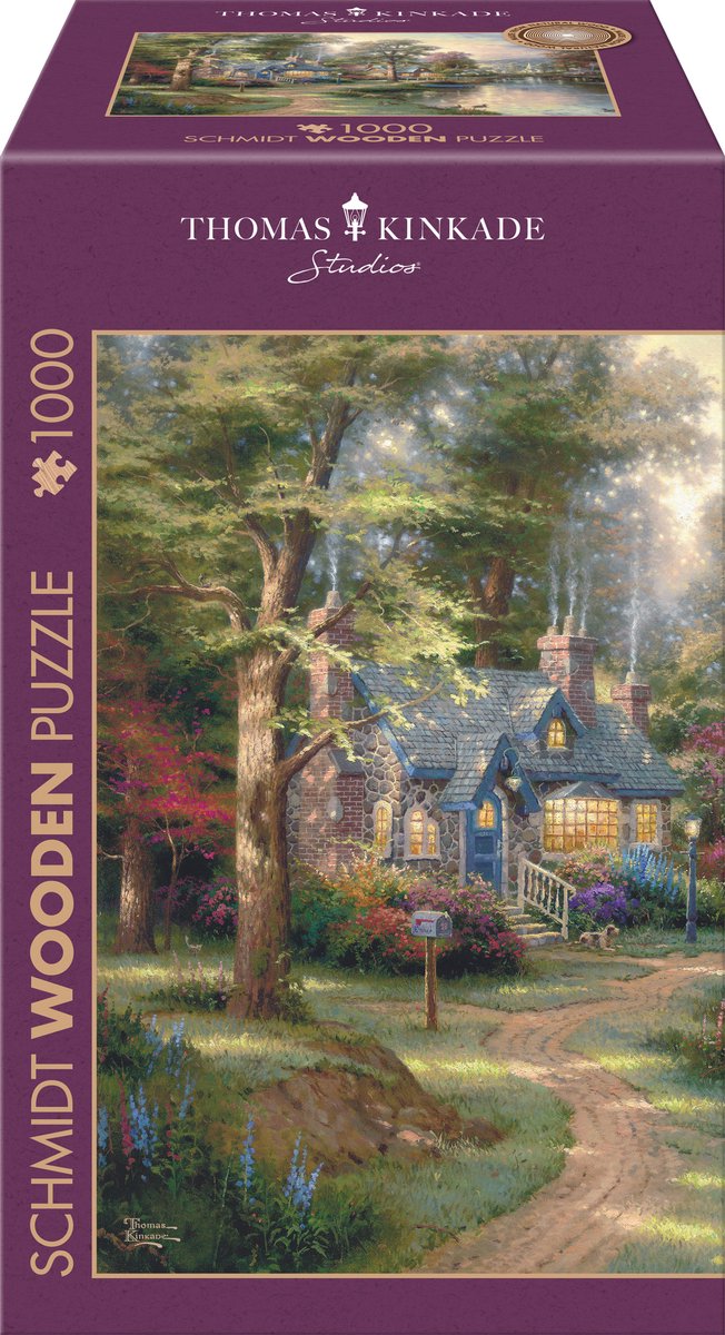Schmidt - puzzle - puzzle en bois - village au bord du lac - Thomas Kinkade - 1000 pièces - adultes - à partir de 12 ans