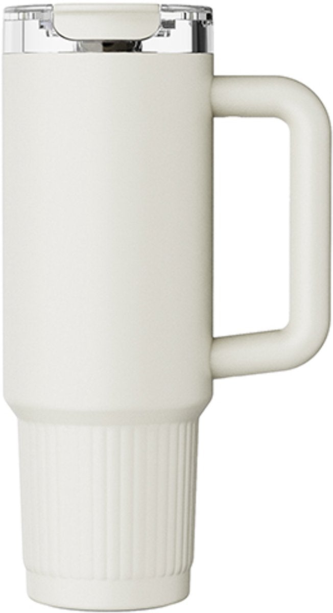 Tasse thermos kozie sans marque sans marque 980 ml – acier inoxydable – double paroi isotherme – beige crème – pour boissons chaudes et froides