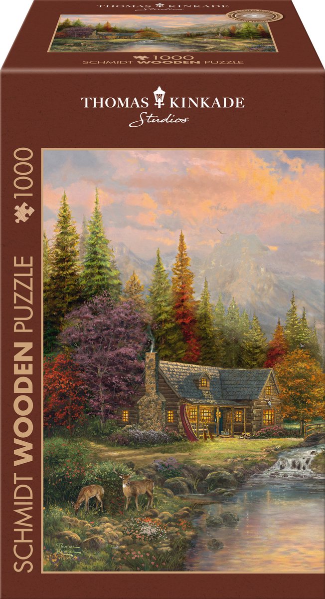 Schmidt - puzzle - puzzle en bois - paysage de montagne avec ruisseau - Thomas Kinkade Studios - 1000 pièces - adultes - à partir de 12 ans