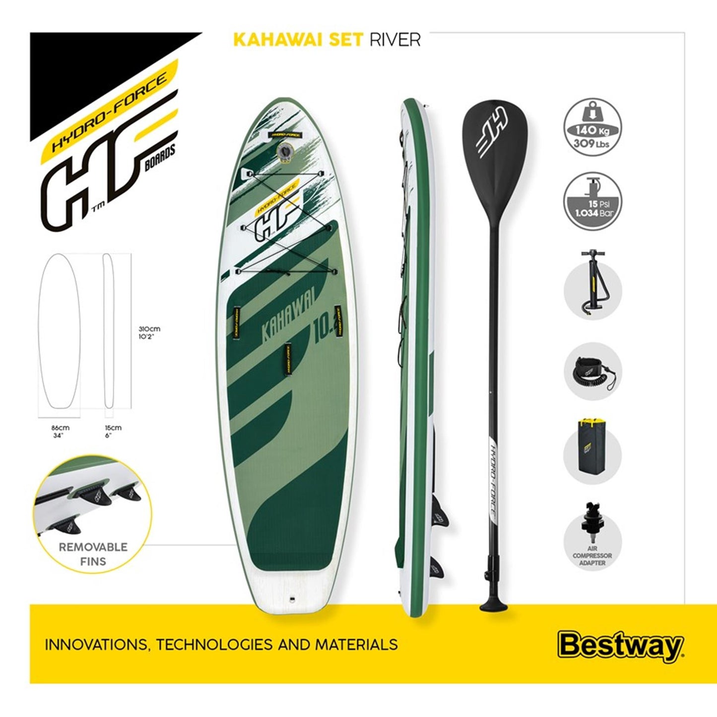 Bestway Sup Hydro-Force Kahawai Set gonflable 310x86x15 cm