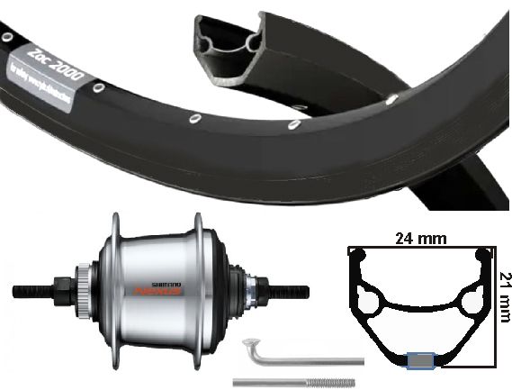 Roue arrière Shim Ryde 28 pouces 622 Silver Black Nexus 7 Disk Centerlock