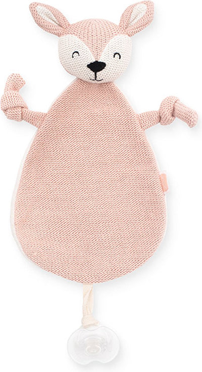 Jollein - doudou cerf (rose pâle) - peluche tétine, tétine bébé, tétine - coton
