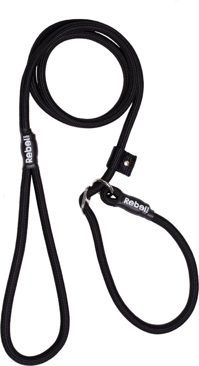 Laisse pour chien Rebel petz - laisse de dressage - noir - s - 8mm x 140cm
