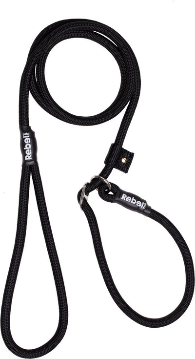Laisse pour chien Rebel petz - laisse de dressage - noir - s - 8mm x 140cm