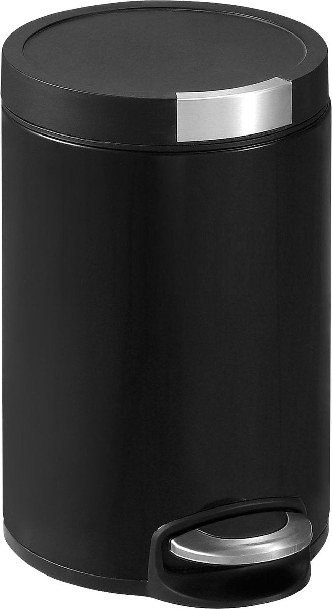 Eko - poubelle artistique à pédale 12 litres - plastique inox - noir mat - poubelle