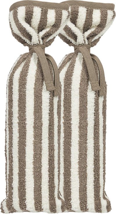 Doublure pour bouillotte Meyco baby meyco - tissu éponge jacquard à grosses rayures - taupe - paquet de 2