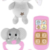 Toi-toys petites étoiles peluche bébé lapin en peluche avec hochet et téléphone, 3 pcs.