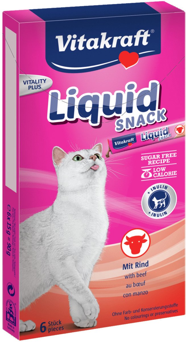 Vitakraft chat liquide boeuf - collation pour chat - 6 pcs