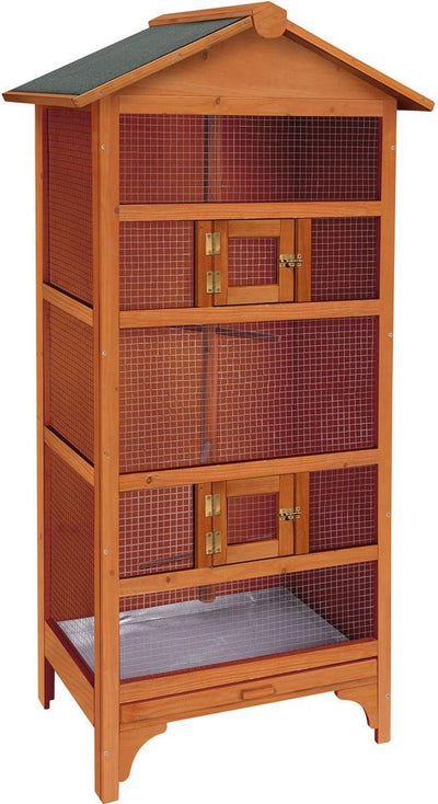 Volière Flamingo classique Nevada marron – volière en bois pour extérieur et intérieur – 78x57x157,5 cm – cage à oiseaux en bois