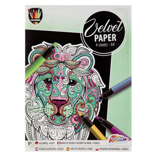 Peinture sur du velours 4 feuilles 4 assorti