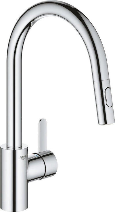 Robinet de cuisine Grohe eurosmart cosmopolitan - bec haut - plage de pivotement à 360° - avec douchette extractible et 2 types de jets - chrome
