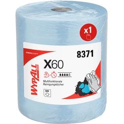 Papier nettoyant wypall x60 hydroknit 290x290x315mm bleu rouleau 500 feuilles