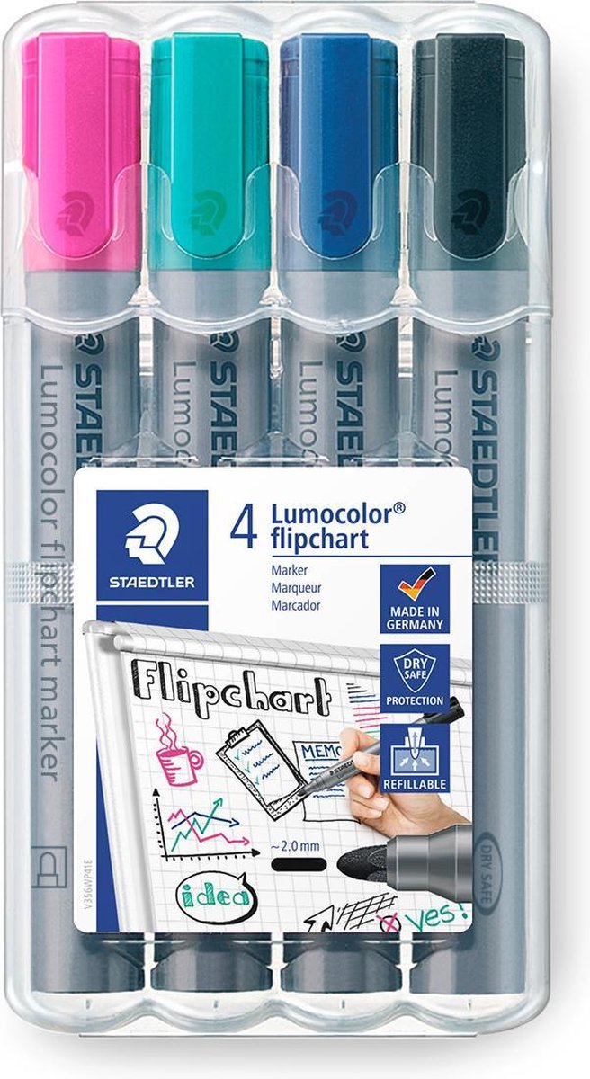 Staedtler marqueur pour paperboard lumocolor - boîte 4 pcs nouvelle col.