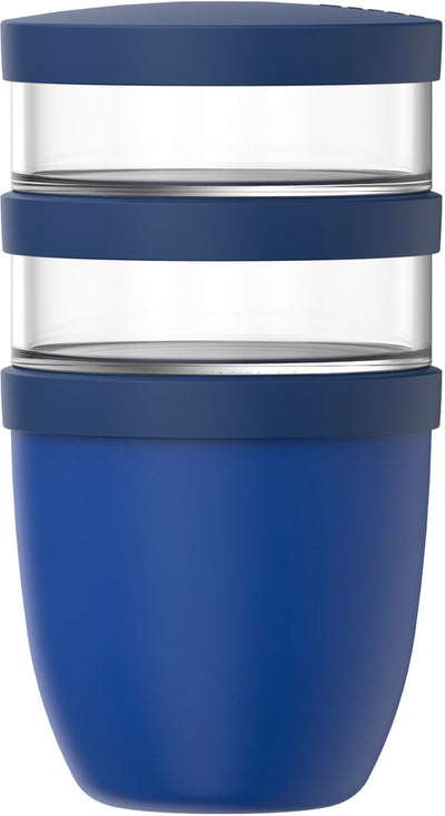 Pot à lunch Mepal ellipse 3 pièces - 500 + 200 + 200 ml - avec 2 compartiments - pot à yaourt et pot à muesli à emporter - convient au congélateur. micro-ondes et lave-vaisselle - bleu vif