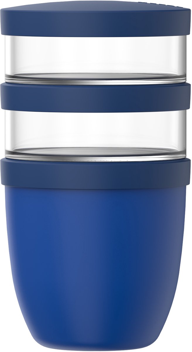 Pot à lunch Mepal ellipse 3 pièces - 500 + 200 + 200 ml - avec 2 compartiments - pot à yaourt et pot à muesli à emporter - convient au congélateur. micro-ondes et lave-vaisselle - bleu vif