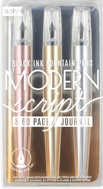 Ooly - écriture moderne - carnet stylo plume - 3 pièces - écriture noire (or, or rose argent)