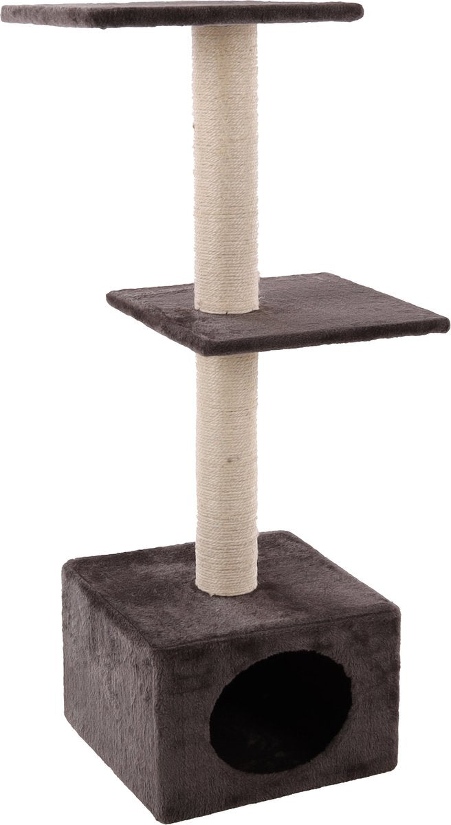 Arbre à chat Flamingo – gris charbon crème – 47 × 35 × 103 cm – arbre à chat en sisal – avec plateforme de couchage maison – pour chat