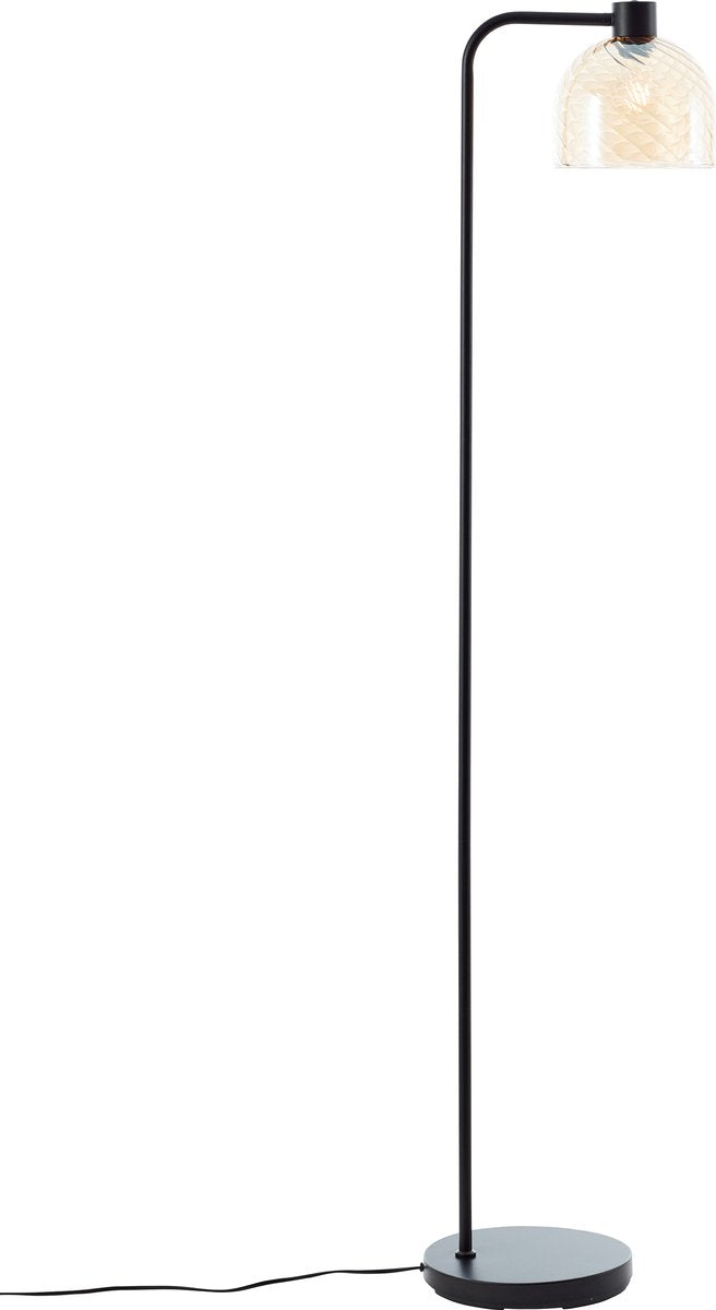 Brilliant casto - lampadaire - e27 max 1x25w - verre - ambre - noir