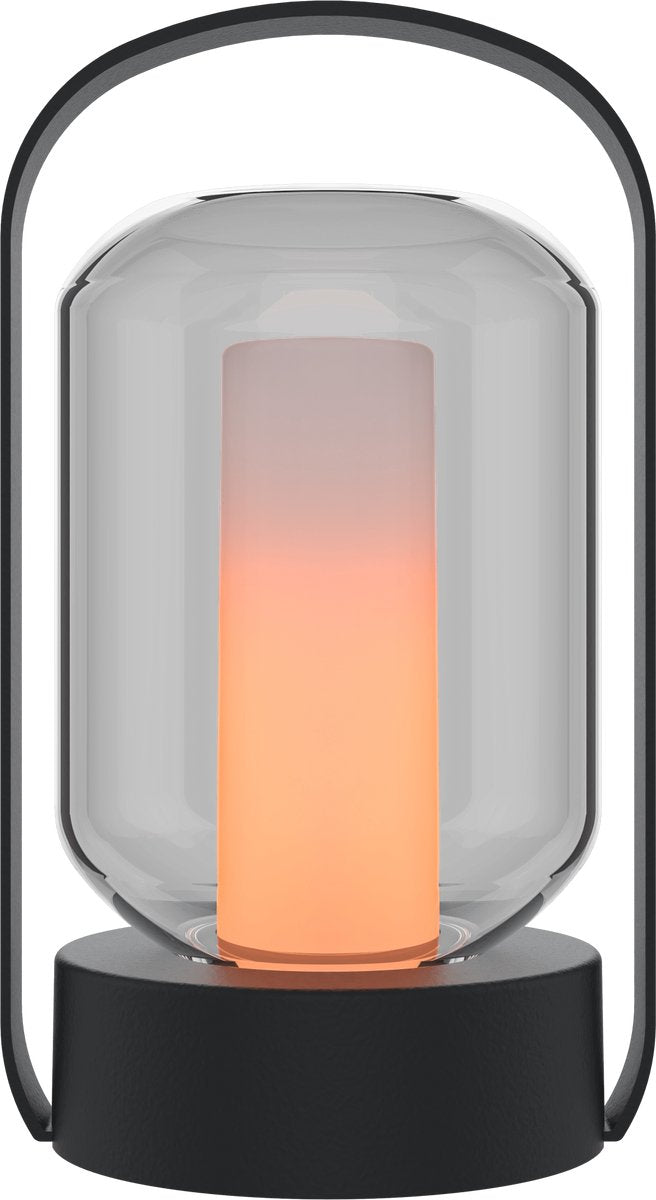 Lampe de table rechargeable Calex como - sans fil - effet feu - lumière blanc chaud - batterie - tactile - étanche - décoration pour jardin, salon, chambre - éclairage d'ambiance - noir