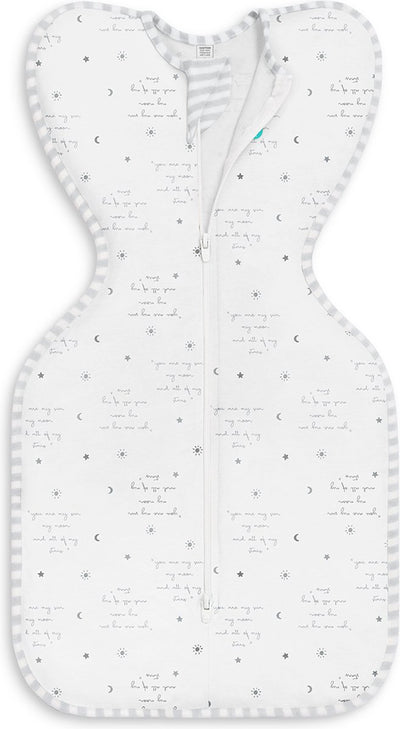 Gigoteuse pour bébé Love to dream ™ swaddle up™ - emmaillotage - bébé 0-3 mois - 3,5-6 kg - été - 0,2 tog - blanc avec texte