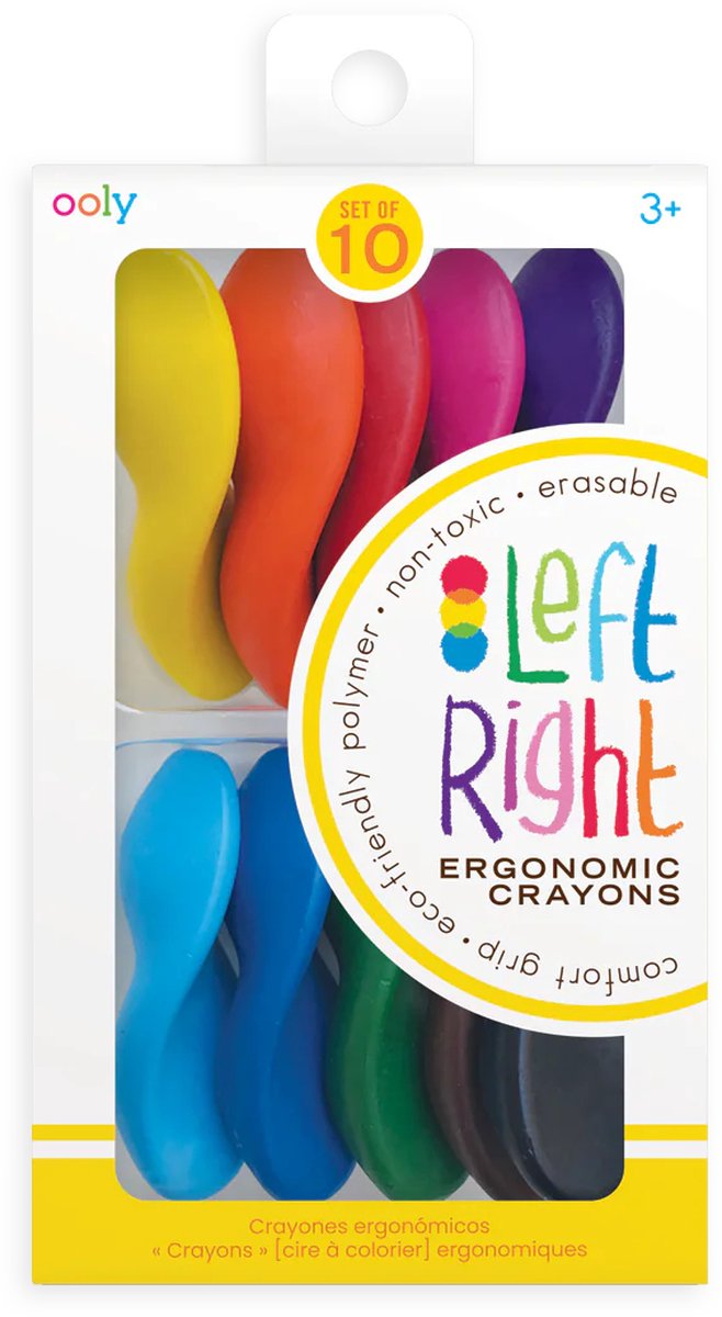 Ooly - gauche-droite - crayons ergonomiques - 10 couleurs