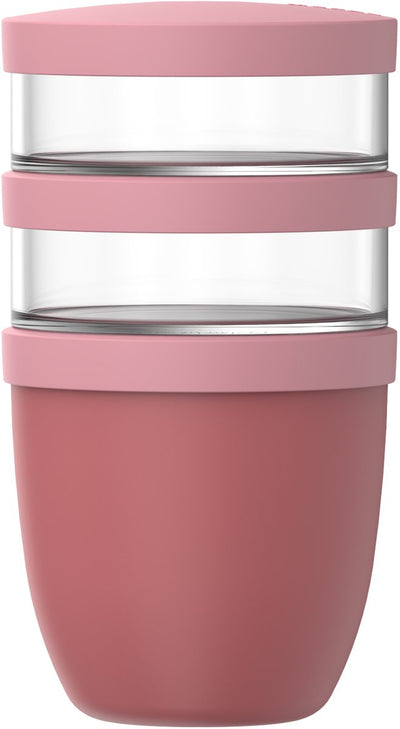 Pot à lunch Mepal ellipse 3 pièces - 500 + 200 + 200 ml - avec 2 compartiments - pot à yaourt et pot à muesli à emporter - convient au congélateur. micro-ondes et lave-vaisselle - mauve vif