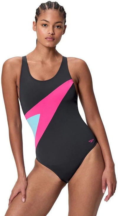 Speedo maillot de bain 1 pièce de sport femme hyperboom papillon dos - noir rose