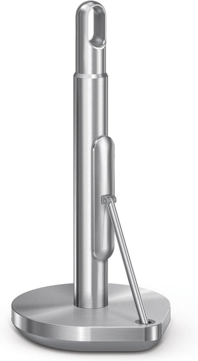Porte-rouleau de cuisine Simplehuman avec bras de serrage - porte-rouleau de cuisine autoportant - argent - acier inoxydable brossé