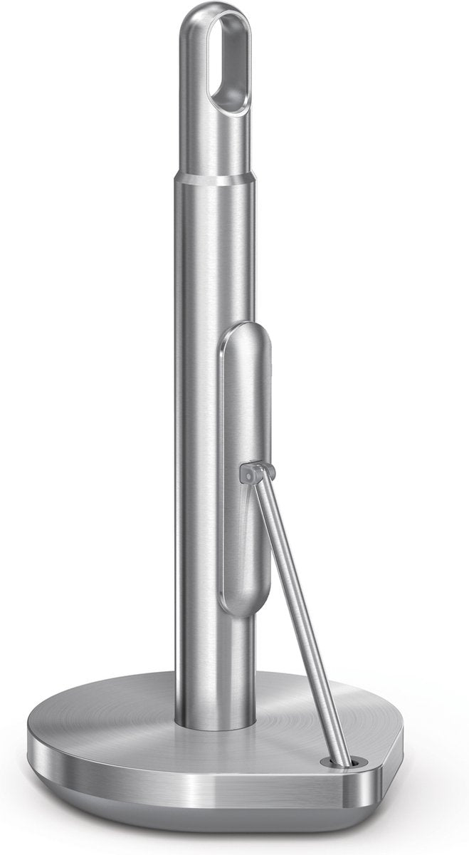 Porte-rouleau de cuisine Simplehuman avec bras de serrage - porte-rouleau de cuisine autoportant - argent - acier inoxydable brossé