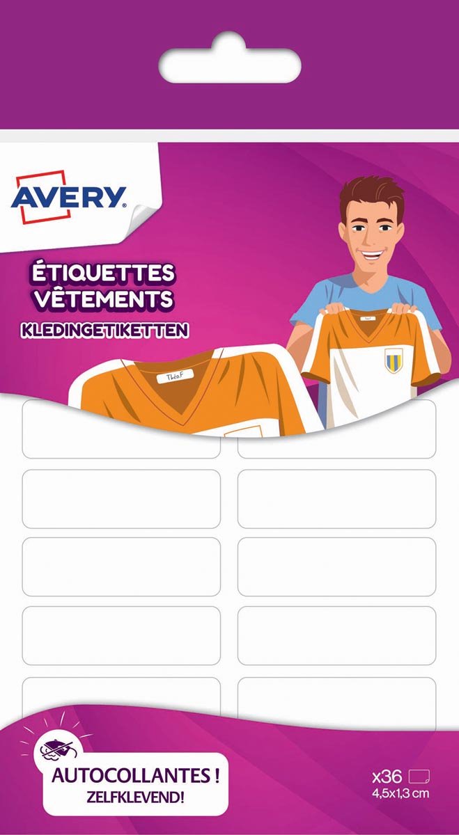 Etiquette sans marque sans marque pour textiles avery 36 pièces - blanche. famille