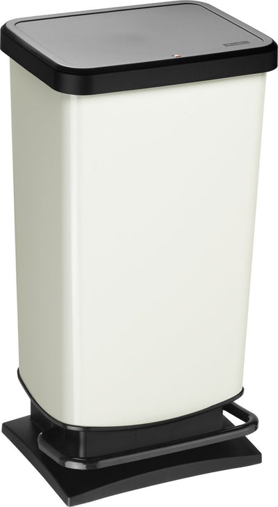 Poubelle à pédale Rotho Paso - poubelle 40l - sans BPA - blanc métallisé