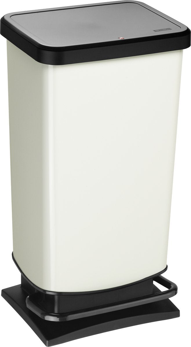 Poubelle à pédale Rotho Paso - poubelle 40l - sans BPA - blanc métallisé