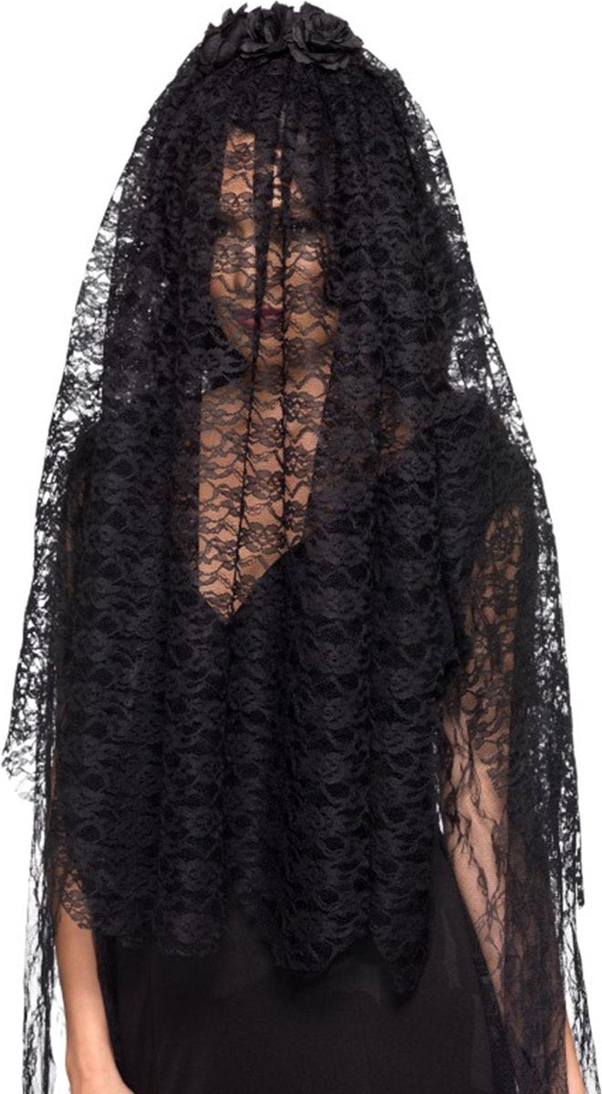 Smiffys accessoire d'habillage pour voile de mariée noir - femme - 75 cm - voile zombie - voile de veuve