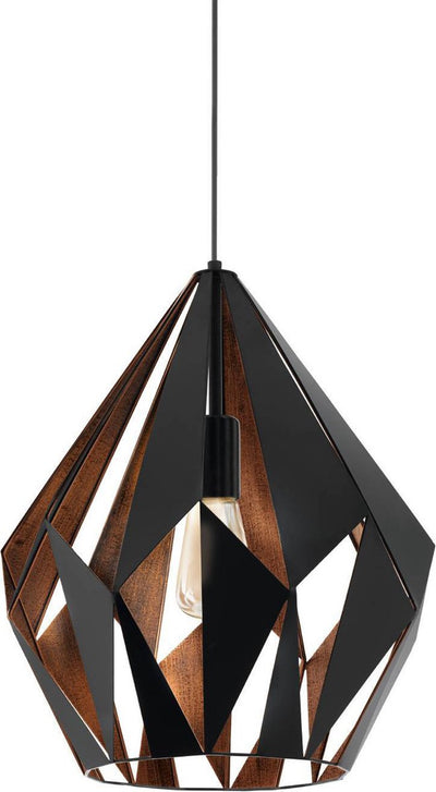 Suspension Eglo Carlton 1 - e27 - ø 38,5 cm - cuivre noir