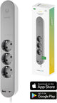 Multiprise intelligente Hombli - 3 voies - 1x USB 1x USB-C avec interrupteur - application avec compteur de consommation de moniteur d'énergie - protection contre les surtensions - câble 1,5 m